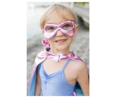 Tutu, capa e mscara Super-Duper Metallic Rosa/Azul Claro 4-6 anos