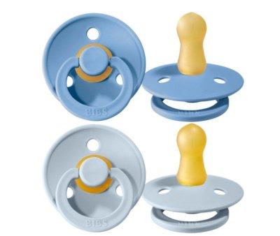 2 Chupetes BIBS Colour Round Sky Blue/Baby Blue