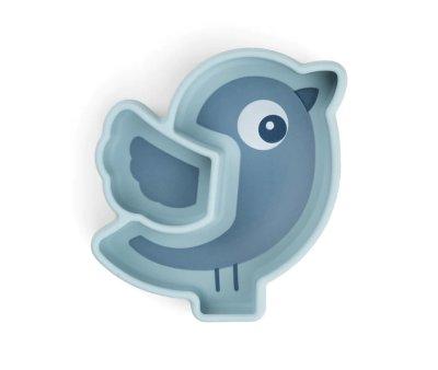 Silicone Plate Stick&Stay Snack Birdee Blue