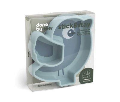 Silicone Plate Stick&Stay Snack Birdee Blue