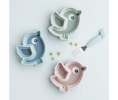 Silicone Plate Stick&Stay Snack Birdee Powder