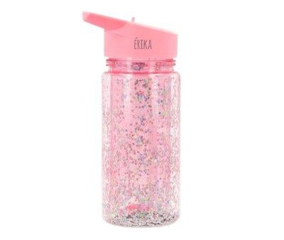 Garrafa com palhinha de plstico Glitter Stars Gloss Personalizada