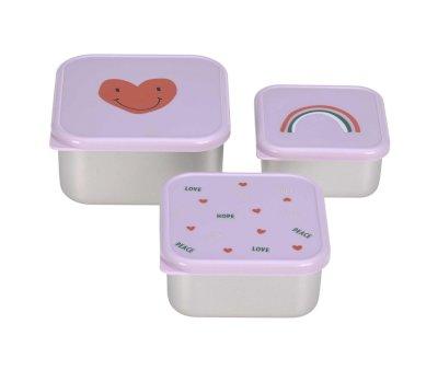 3 Cajitas Almuerzo Acero Happy Lavender