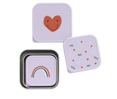 3 Cajitas Almuerzo Acero Happy Lavender