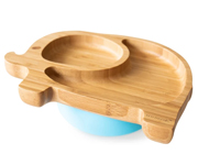 Assiette en Bambou avec Ventouse lphant Bleu