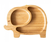 Assiette en Bambou avec Ventouse lphant Bleu