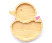 Plato Bamb con Ventosa Pato Rosa