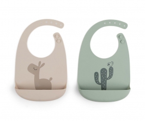 2 Silicone Bibs Lalee Sand/Green