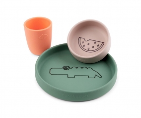 Silicone Tableware Croco Green/Powder/Coral