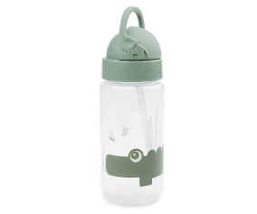 Plastic Bottle with Straw Croco Green