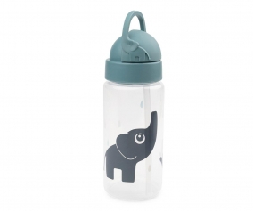 Elphee Blue Plastic Bottle with Straw