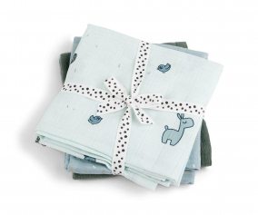 3 GOTS Washcloths Lalee Blue