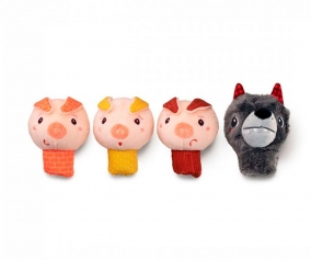 Marionetas de Dedo El Lobo y los 3 Cerditos
