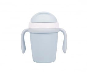 Verre avec Paille et Poignes Biodgradable Bleu Clair