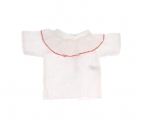 Cutie Ruffle Pink Plumeti Shirt for Doll