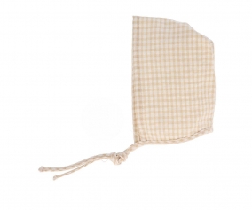 Beige Vichy Hat for Doll