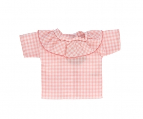 Vichy Shirt with Pink Ruffle for Doll