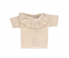 Vichy Shirt with Beige Ruffle for Doll