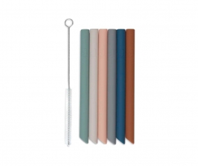 6 pailles en silicone multicolores
