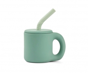 Vaso de Silicona con Pajita  Dusty mint / Peppermint