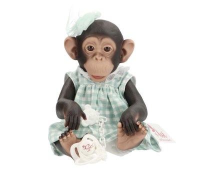 Lola The Chimpanzee with Green Checkered Dress and Tulle Bow