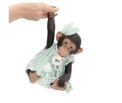 Lola The Chimpanzee with Green Checkered Dress and Tulle Bow