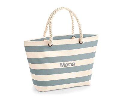 Nautical Natural-Gray Personalised Beach Bag