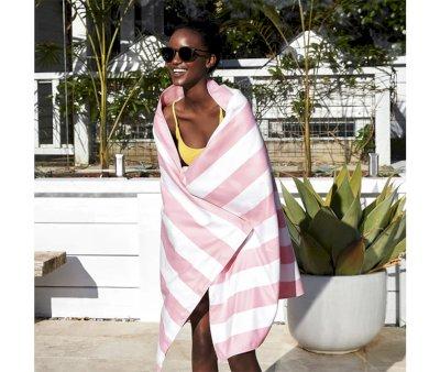 Toalha de praia L Microfibra Cabana Rosa Pastel Personalizvel
