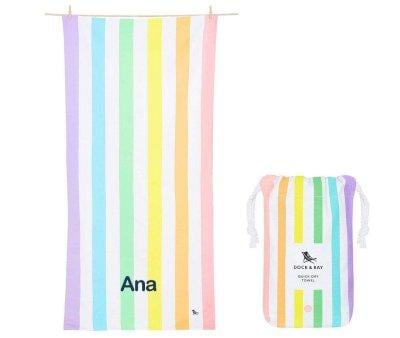 Personalised Large Beach Towel Microfiber Summer Rainbow Pastel