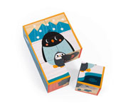 6 cubes en bois animaux
