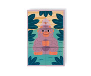 6 cubes en bois animaux