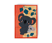 6 cubes en bois animaux