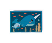 6 cubes en bois animaux