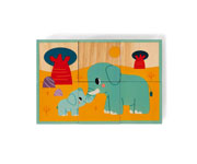 6 cubes en bois animaux