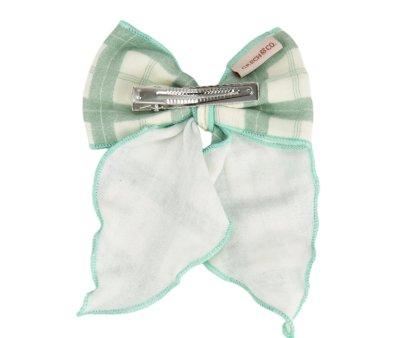 Hair Clip with Large Bow Fern Plaid