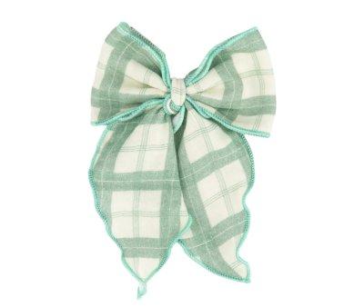 Hair Clip with Large Bow Fern Plaid
