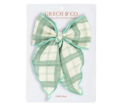 Hair Clip with Large Bow Fern Plaid