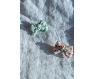 2 Fern Plaid Ponytail Bow Hair Clips