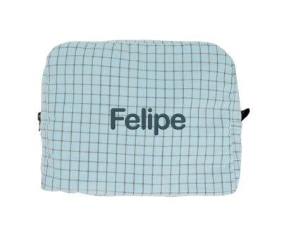 Large Nordic Check Blue Personalised Toiletry Bag