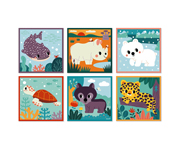 9 cubes en carton animaux