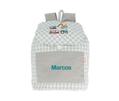 Small Vichy Trucks Personalised Backpack