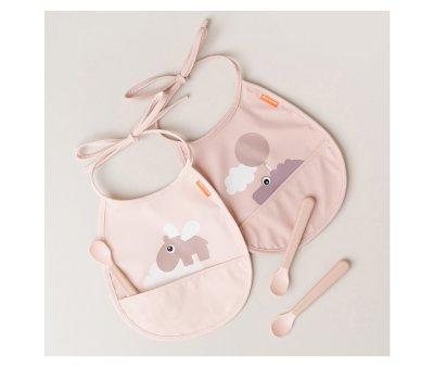 Pack 2 Bibs Pocket Elphee Happy Clouds Powder