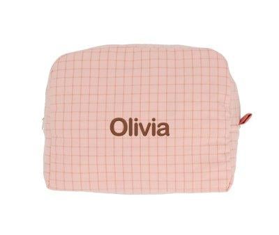 Neceser Grande Nordic Check Blush Personalised