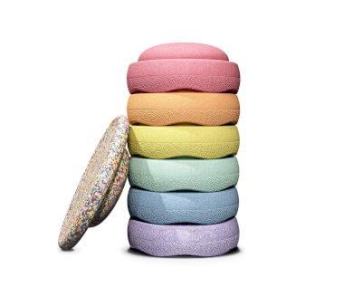 Conjunto  Stapelstein Rainbow Pastel 6+1 Board Super Confetti New