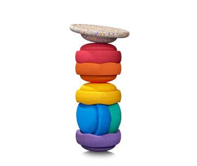 Stapelstein Set Super Confetti Rainbow Classic 6+1 Board Nuevo