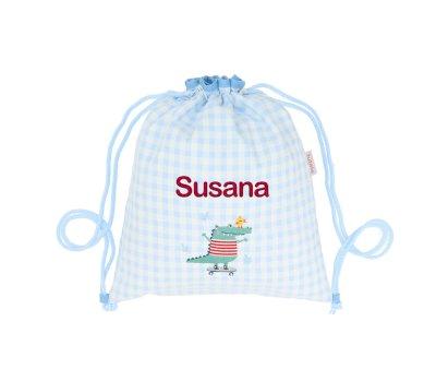 Vichy Croc Drawstring Backpack Personalised