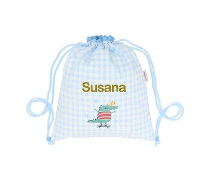 Vichy Croc Drawstring Backpack Personalised