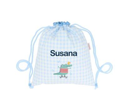 Vichy Croc Drawstring Backpack Personalised