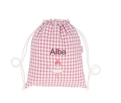 Vichy Ballet Personalised Drawstring Backpack