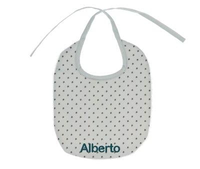Babero Algodn Mini Star Grey Personalizable